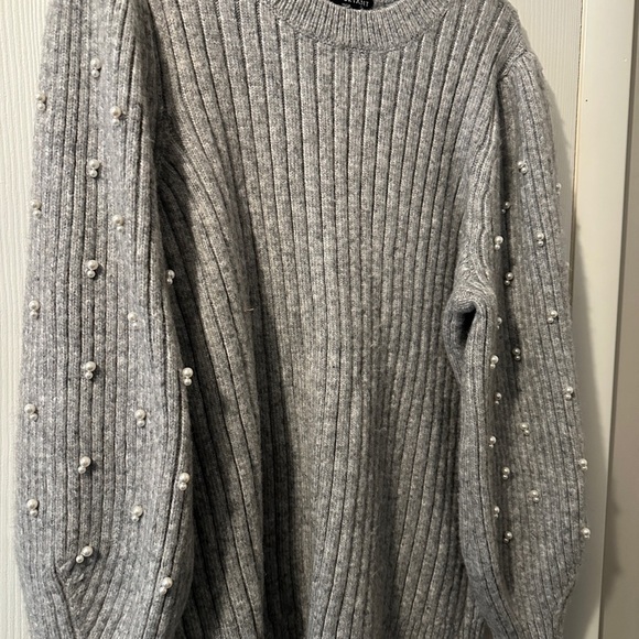 Lane Bryant Gray Cowl Neck Sweater with Ribbed Texture - Picture 2 of 5